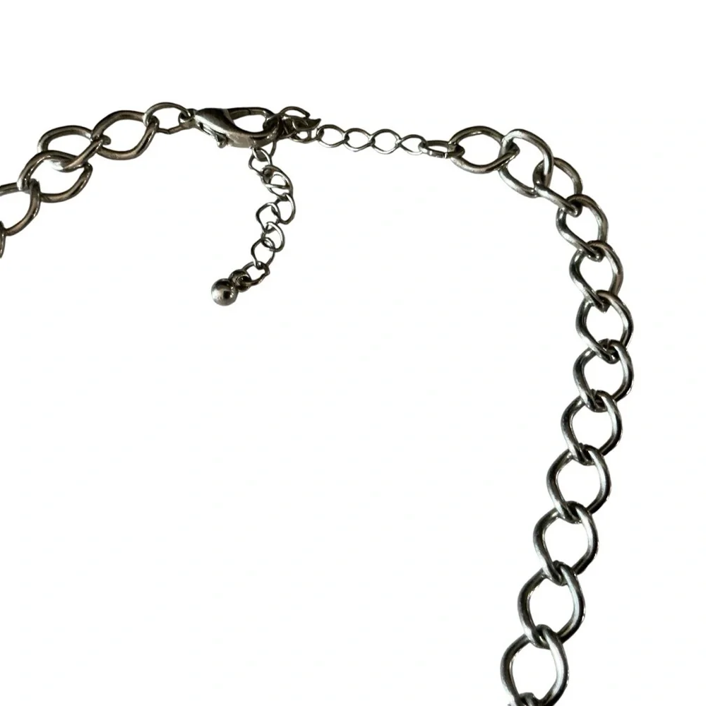 Floral necklace capiz shell flower with silver chain adjustable 18”